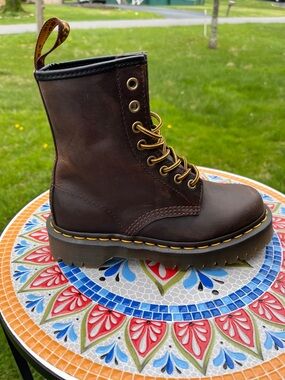 Dr Doc Martens 1460 Crazy Horse BEX Womens Sz 5 Brown Leather Lace Up Boots NEW